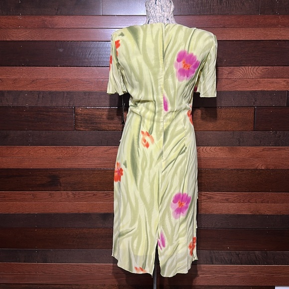 NWT Vintage 80s Frank Lyman Design Green Floral Midi Dress - Picture 9 of 12
